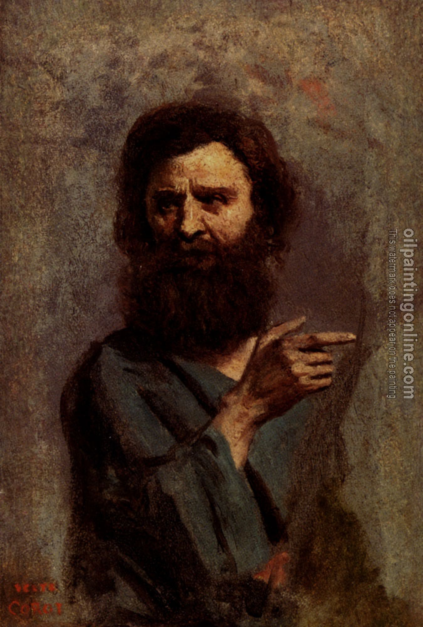 Corot, Jean-Baptiste-Camille - Head Of Bearded Man (A Study For The Baptism Of Christ)